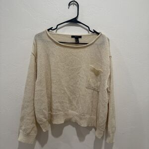 Forever 21 Womens Blouse  Large Beige Long Sleeve Sweater Lightweight F21